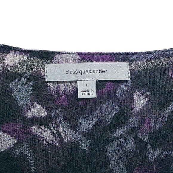 Vintage Classiques Entier Y2K 90s Ruched V-Neck Silk Blend Top Purple Black L - Picture 3 of 8